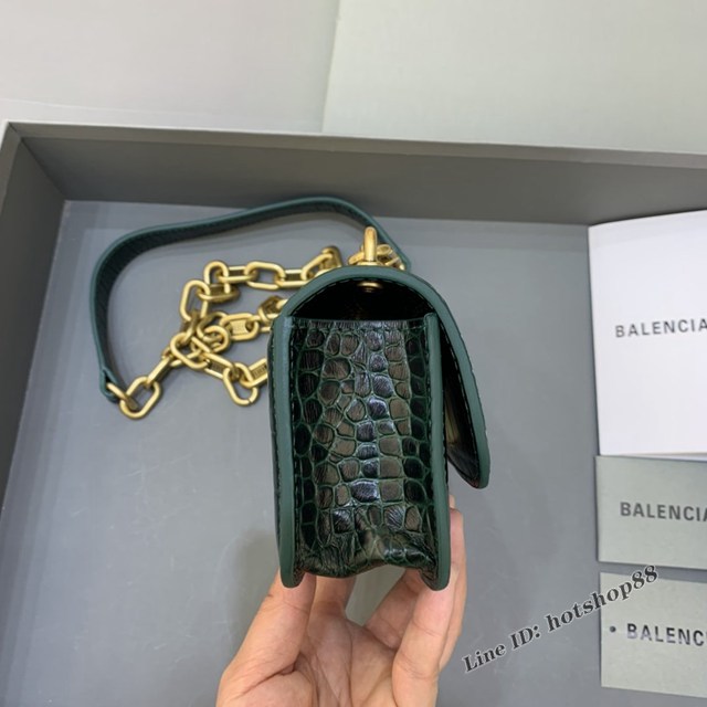 Balenciaga專櫃爆款小號鱷魚墨綠色肩背包 巴黎世家新款Gossip bag斜挎包 fyj1324